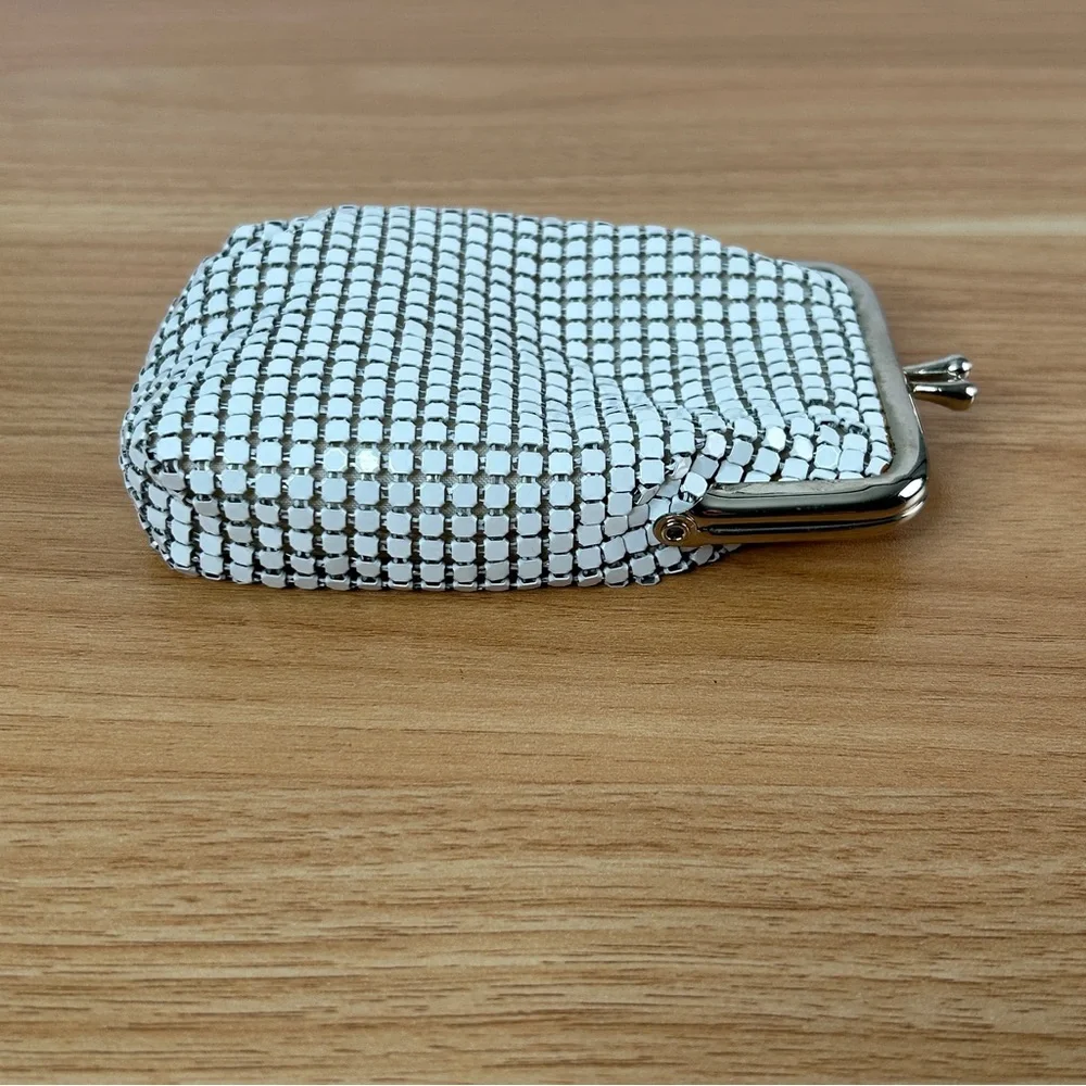 Cigarette Case or Eyeglass Case White Metal Mesh Props Retro